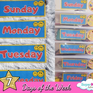 Days of the Week Labels, Classroom Labels, Learning Bin Labels, Days of the Week Printable, Toy Storage Daily Labels, Daily Labels, Toy Bin