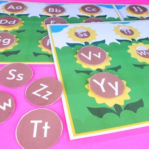 Alphabet Busy Sheet, Printable Learning Activity, Letter Matching, Uppercase and Lowercase Letters, Spring themed Printable, ABC Activity