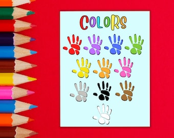 Colors Learning Chart, Educational Kids Poster (PDF)