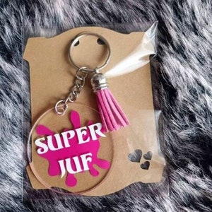 Vilten sleutelhanger, juffen, meester, afscheids kado ,leraar, super juf ,persoonlijk cadeau, basisschool, peuterzaal, bso ,afscheid