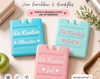 Gepersonaliseerdeq koelelementen, coolste meester ,coolste juf, Custom koelelementen,Persoonlijke koelverpakkingen