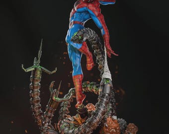 Spiderman vs. Octopus - Fan Art, maqueta impresa en 3D, sin pintar. Escala 1/6.