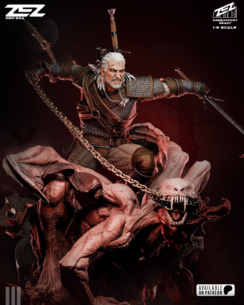 Witcher Rolo Chain The Witcher Diorama – Fan Art Statue by ZEZ Studios | Unpainted 3D ...