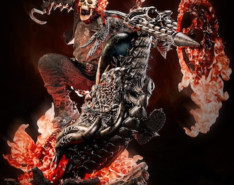 Ghost Rider Diorama: Unpainted 3D Printed Resin Model Kit - ZeZstudio Fan Art