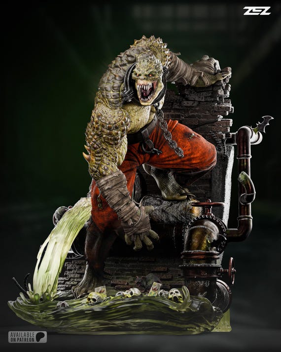 Killer Croc. -fan Art, Unpainted 3D Printed Model Kit by Zez