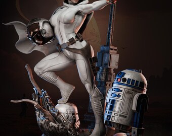 Kit de modelo de fan art de la Princesa Leia/Star Wars, impreso en 3D y sin pintar