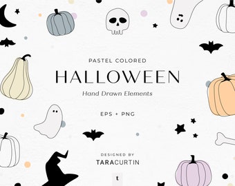 Halloween Clip Art, Pumpkins, Ghosts, Skulls and Bones, Halloween Graphics, Halloween Bundle, Pumpkin Bundle, Cute Halloween Art