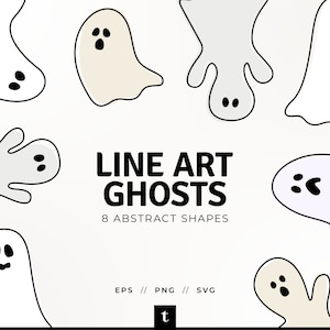 8 Linie Kunstgeister, Abstrakte Geistformen, Geistformen bündeln, Geist SVG Bündel, Geist SVG, Halloween SVG, Geist Clipart