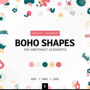 Bright + Modern Boho Shapes, Organic Boho Shapes, Abstract Shapes, Boho Abstract Elements, Shapes Clipart