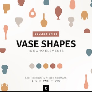 Vaasvormen, vaas clipart, vaas SVG, boho-vaasvormen, vaasvorm gesneden bestand, vaas illustratie, aardewerk clipart, trendy vazen, aardewerk vormen