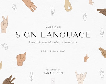 American Sign Language Clipart, ASL Alphabet + Numbers, ASL Alphabet svg, ASL Numbers svg, American Sign Language svg