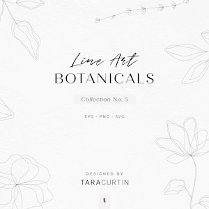 Line Art Botanicals, Sammlung Nr. 5, handgezeichnete Pflanzen, Pflanzen SVG, Blumen Clipart, Blumen Clipart, Pflanzen SVG, Pflanzen SVG Cricut