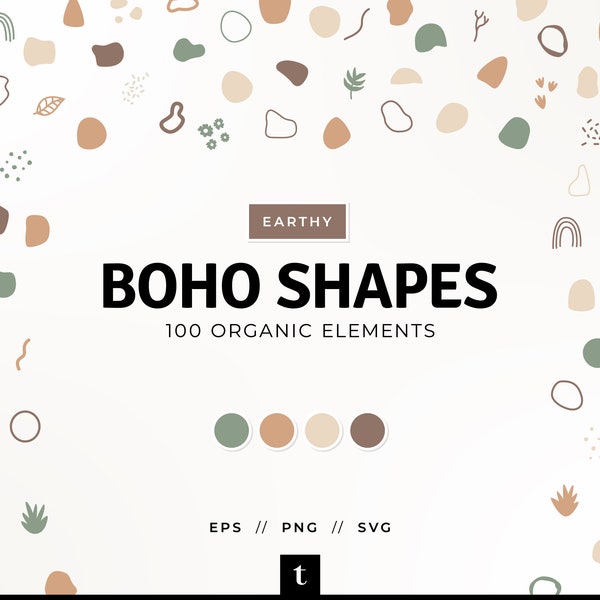 Earthy Boho Shapes, Organic Elements, Boho Shapes EPS, Boho Shapes Bundle, Abstract Shapes EPS, Abstract Elements, Boho SVG