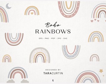 Bundel Boho Rainbows, Boho Rainbow SVG, Rainbow Shapes, Rainbow Vector, Rainbow Cricut