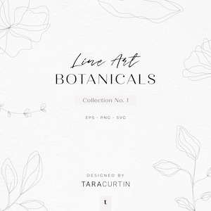 Line Art Botanicals, Sammlung Nr. 1, handgezeichnete Pflanzen, Pflanzen SVG, Blumen Clipart, Blumen Clipart, Pflanzen SVG, Pflanzen SVG Cricut