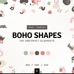 Chic + Earthy Boho Shapes, Organic Boho Shapes, Abstract Shapes, Boho Abstract Elements, Shapes Clipart