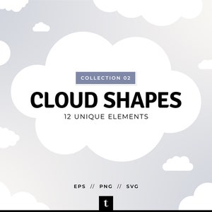 12 Cloud Shapes, Cloud SVG, Cloud Cricut, Cloud Vector, Cloud Clipart