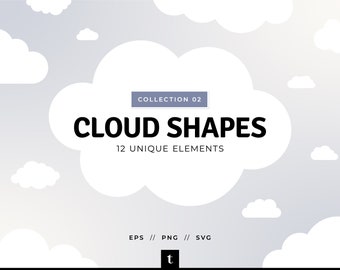 12 Formas de Nuvens, Nuvens SVG, Nuvens Cricut, Vetor de Nuvens, Clipart de Nuvens