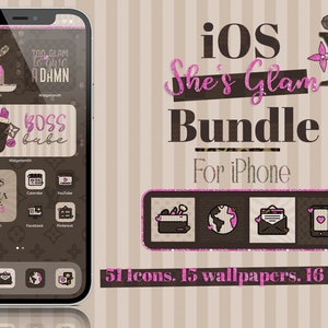 She&#39;s Glam iOS bundle, app icons, wallpapers, widgets, screen, aesthetic