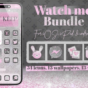 Watch me app icons bundle for iOS, iPad and android. pink