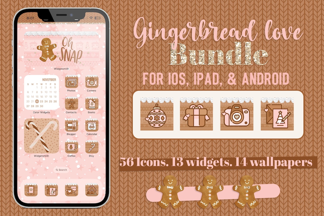 Gingerbread Love App Icons Bundle for Ios, iPad and Android Devices - Etsy