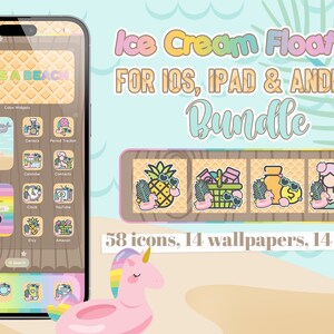 Ice cream floaties app icons bundle for iOS, iPad and android devices