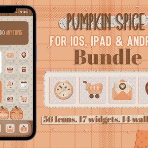 Pumpkin spice app icons bundle for iOS, iPad and android devices. screen customization.