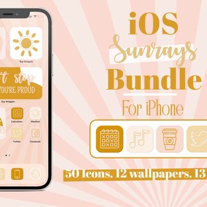 Sun Rays iOS app icons bundle, screen customization