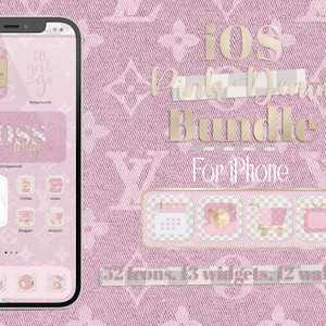 Pink Denim iOS app icons bundle, screen customization