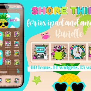 Shore thing app icons bundle for iOS, iPad and android devices. Screen customization