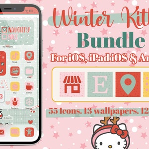 Winter Kitty App icons bundle for iOS, iPad iOS and android. Custom Icons