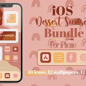 デザートサンセット iOS アプリアイコンバンドル | デザート エステティック | 画面のカスタマイズ