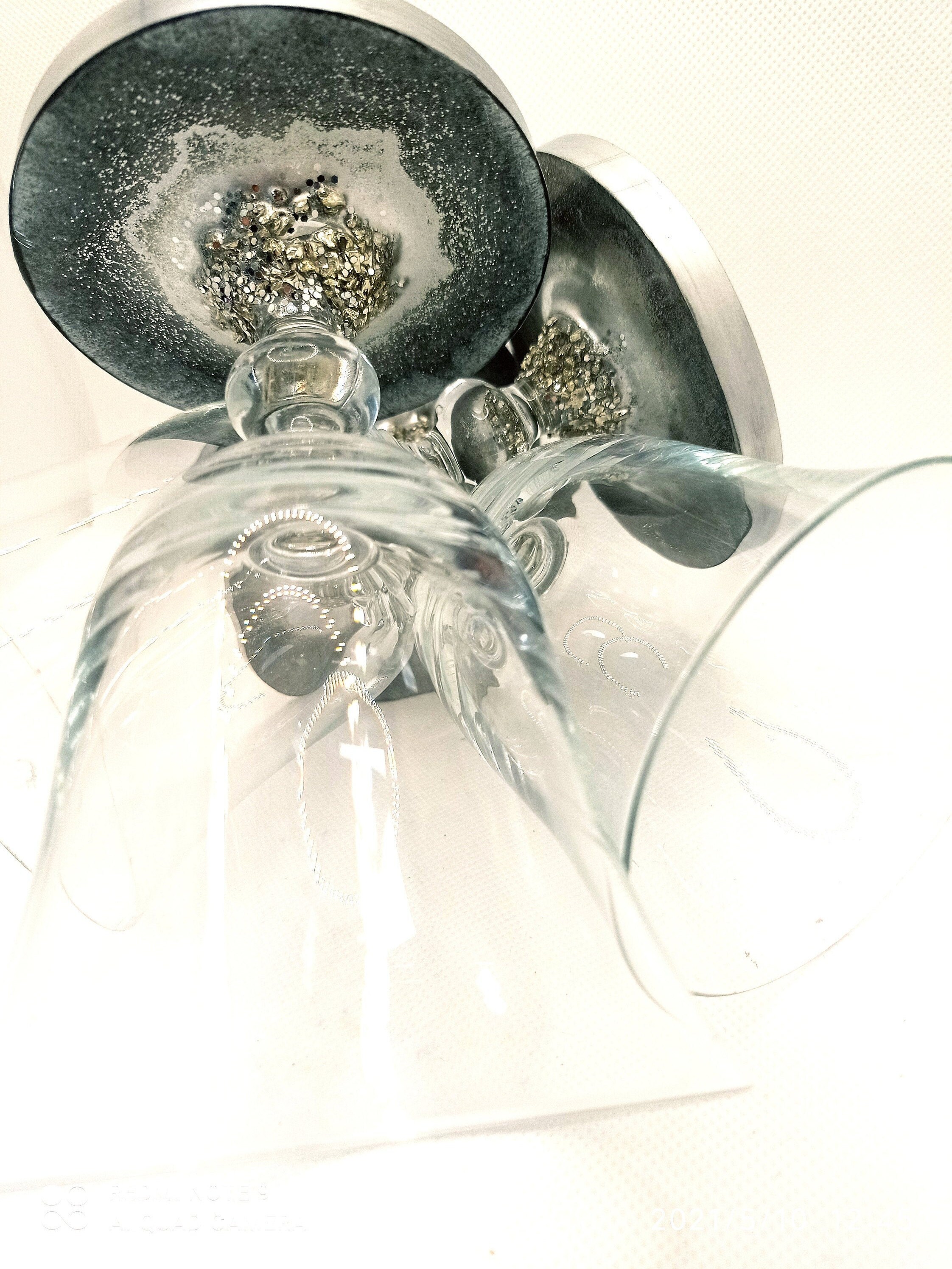 Verres A Pieds Décoré à La Main Pièces Uniques