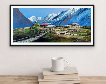 質感豊かなラダック山岳絵画：3Dヒマラヤ山岳風景画 - Etsy 日本