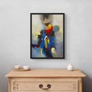 Monastic Dance in Acrylic Painting, 12x22 Original Painting, Hand-Painted Wall Art, Nepali Nature Wall Art, Buddhist Monastic Decor