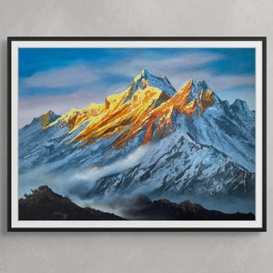 Everest Region Himalayan Village Wall Art, Original Watercolor Painting, 15x22&quot; Original Acrylic Painting on Canvas, Himalayan Nature Décor