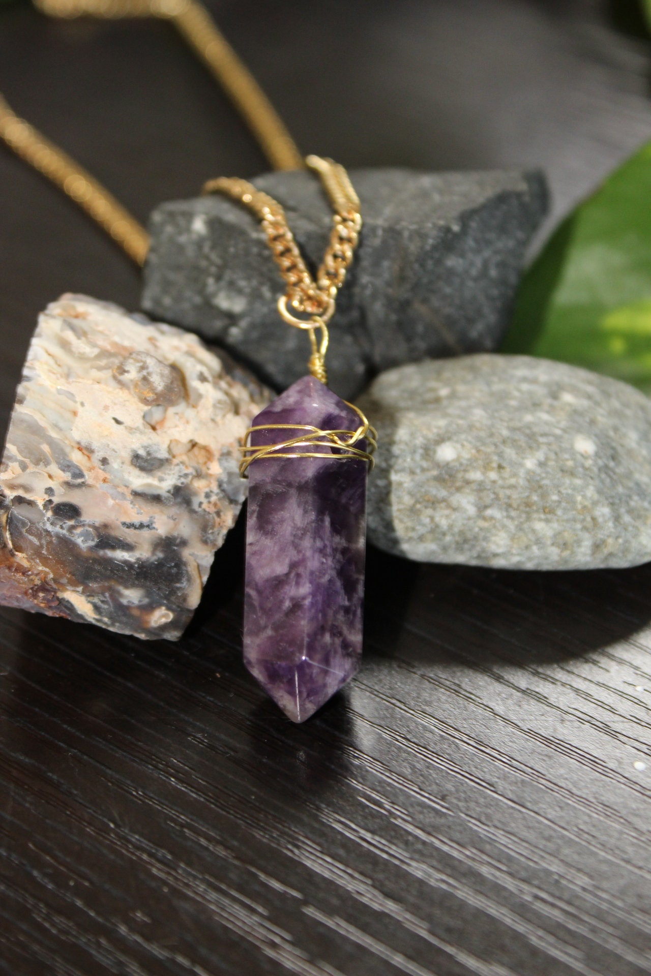 Amethyst Crystal Necklace Etsy