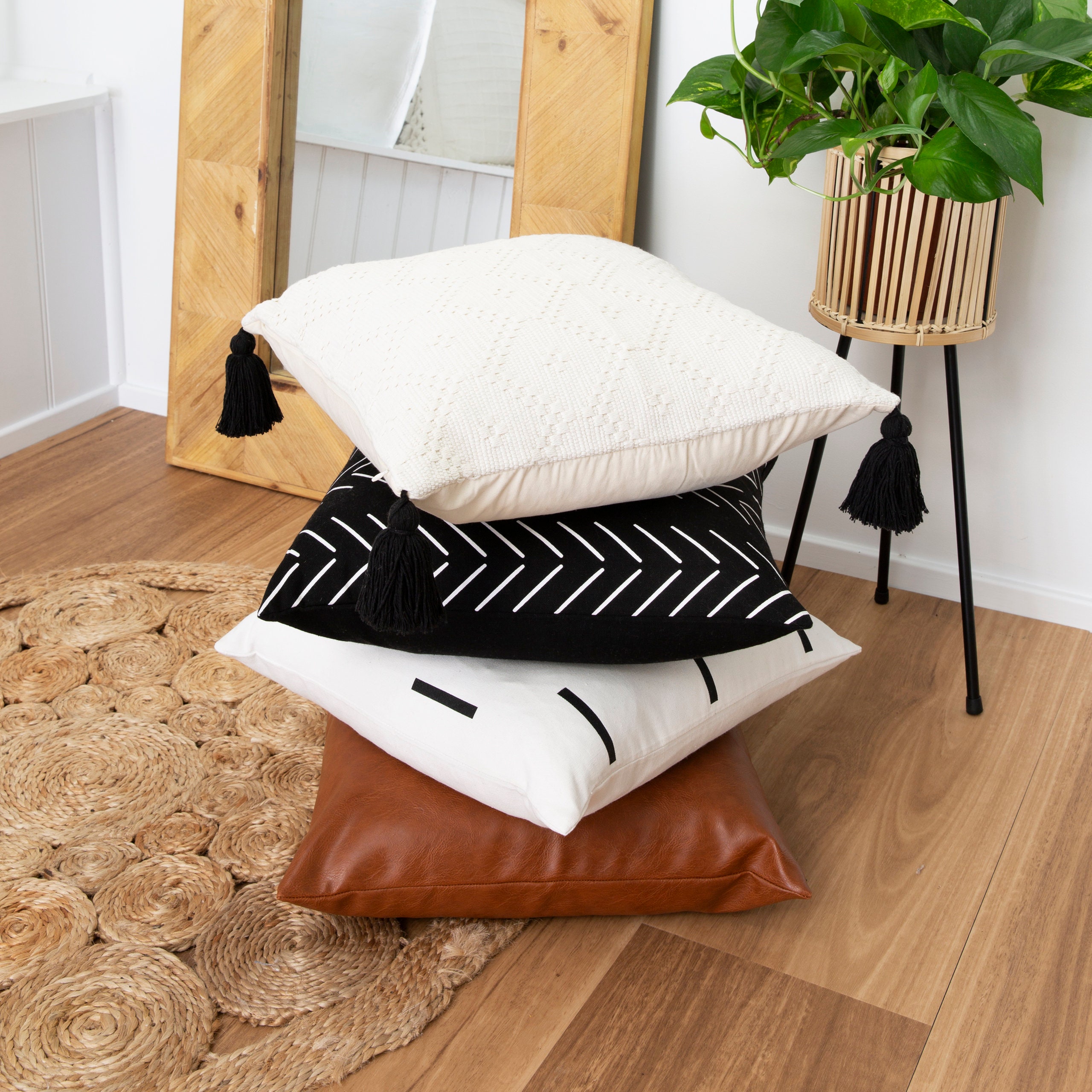 Boho Throw Pillow Covers Set of 4 Farmhouse Pillow Cases Etsy