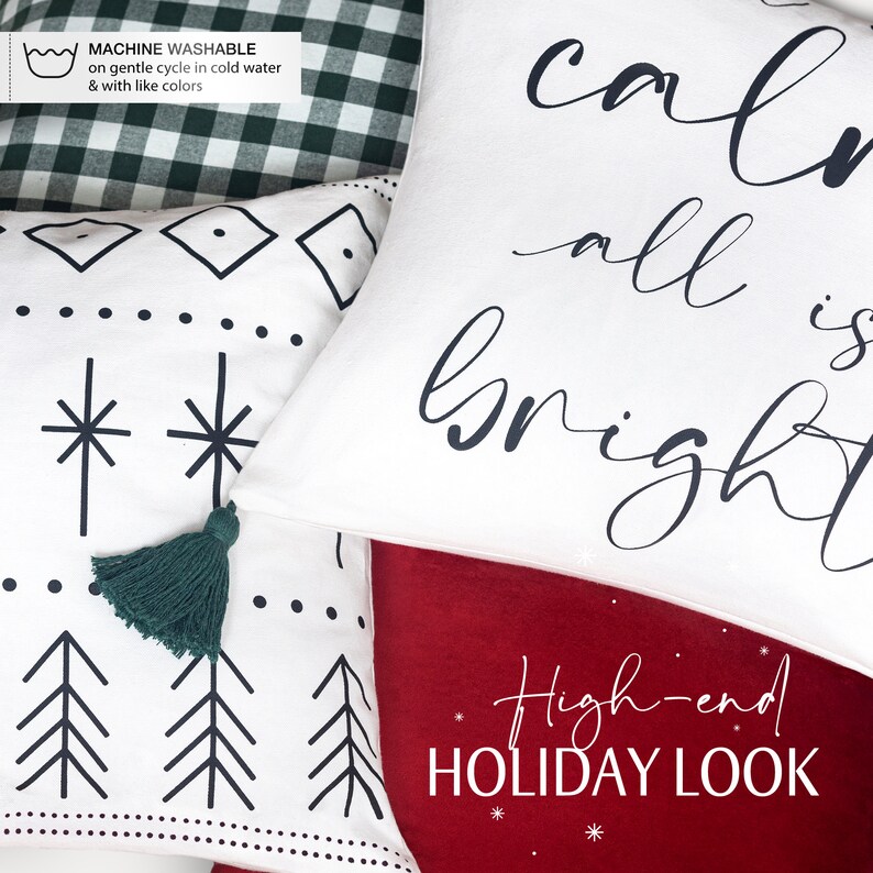 Christmas Pillow Covers 18x18 Inch Joy Set of 4 Modern Etsy