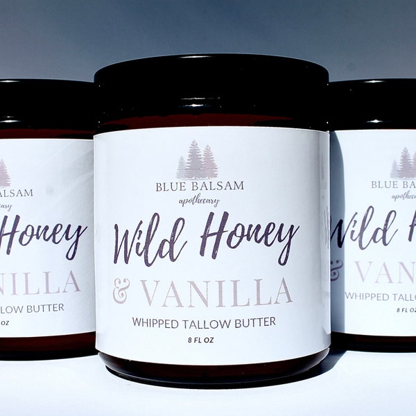 Whipped Tallow Body Butter l Wild Honey & Vanilla | Grass Fed Tallow Balm l Tallow Skincare