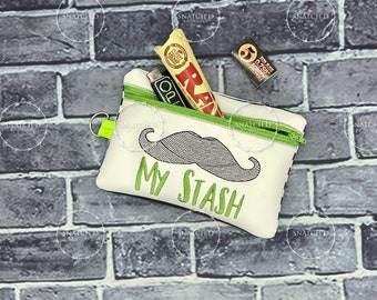 My Stash Mustache Lighter Holder & Stash Bag | Vegan Leather Makeup Bag | Lighter Holder Keychain| Stoner Gift