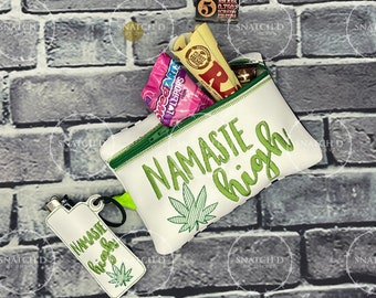 Namaste High Lighter Holder & Stash Bag | Vegan Leather Makeup Bag | Lighter Holder Keychain| Stoner Gift