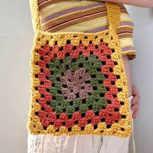 crochet granny square tote bag | granny square bag | crochet bag  | crochet purse | handmade bag | hippie bag | boho bag | crochet gifts