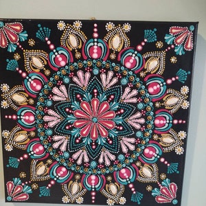 Dot Mandala, Mandala art, dot art, 12x12 canvas wall art, home decor, wall art, hostess gift, acrylic painting.