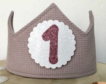 Birthday crown crown birthday girl old pink taupe number *ready to ship*