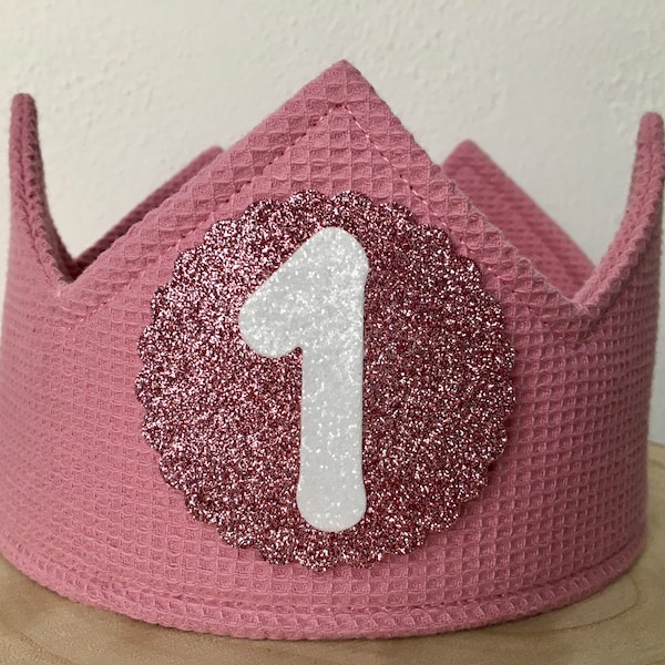 Geburtstagskrone Krone Geburtstag Mädchen altrosa rosa Zahl *versandfertig*