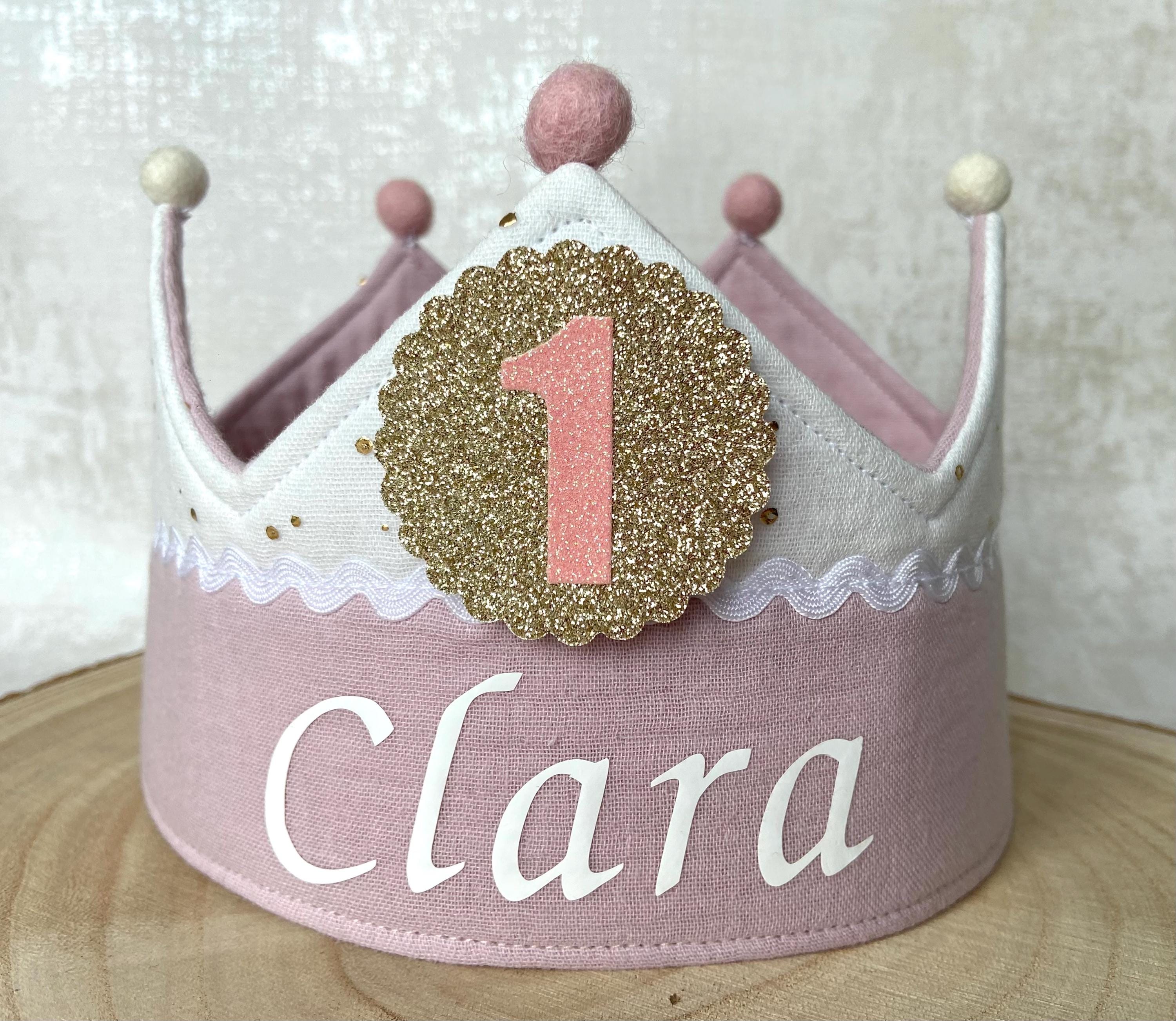 Birthday Crown Princess Birthday Crown Numbers 1-10 Gold Glitter Pink Shiny Dots Girl Muslin*ready to ship* Girl Name Personalized