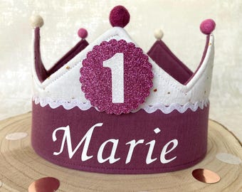 Birthday Crown Princess Birthday Crown Numbers 1-10 Gold Glitter Dots Girl Muslin*ready to ship* Girl Name Personalized