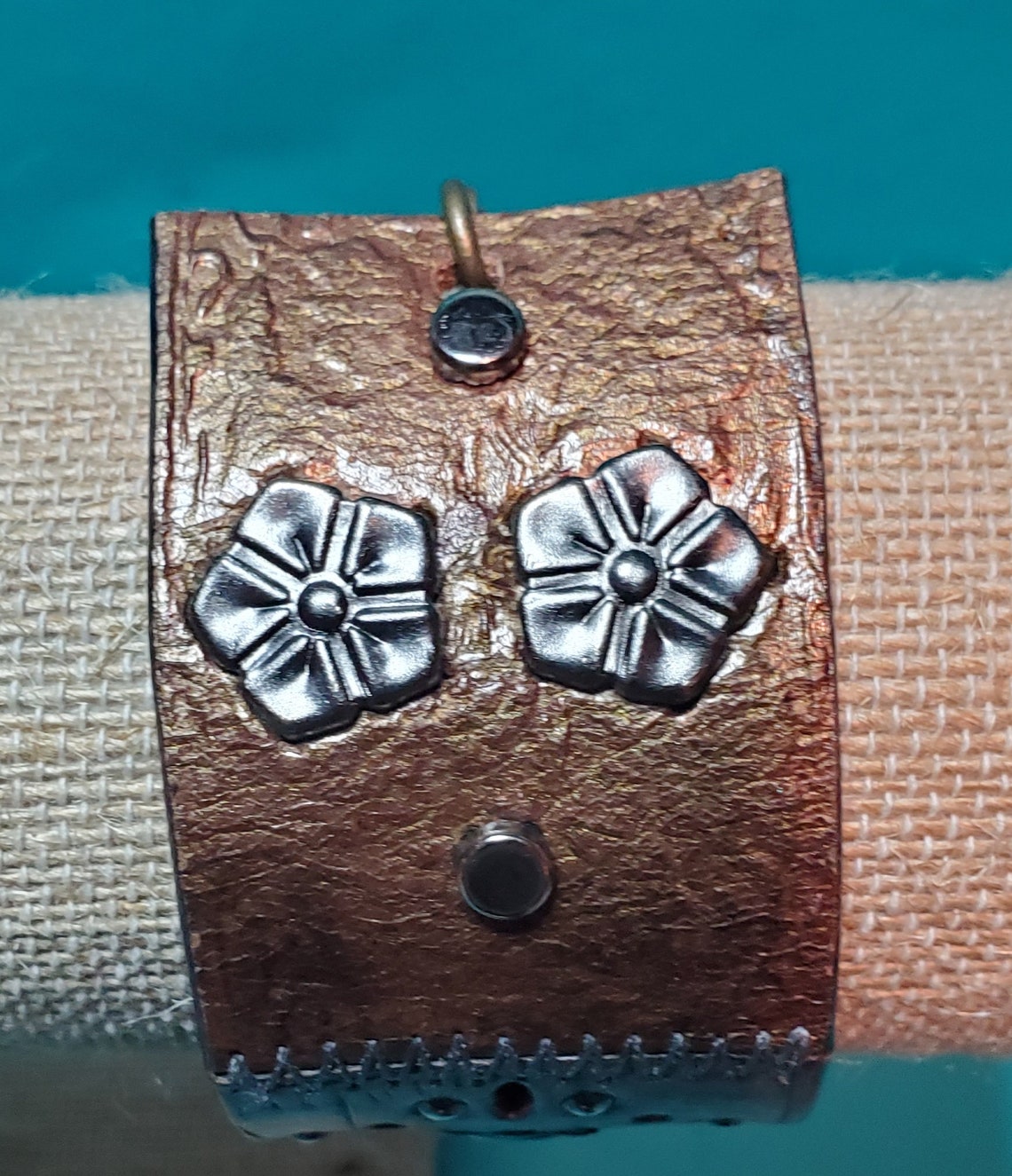 Rivet Design Leather Cuff Bracelet Etsy