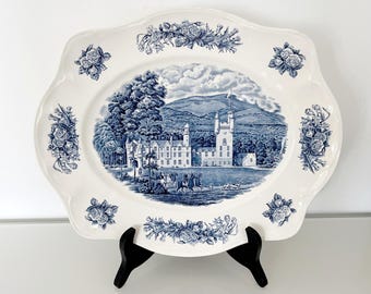Vintage Balmoral Castle Platter: Royal Homes of Britain, Blue Transferware